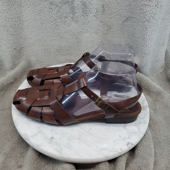 Mootsies Tootsies Shoes Womens Size 8 Brown Leather Fisherman Sandals - Picture 1 of 10